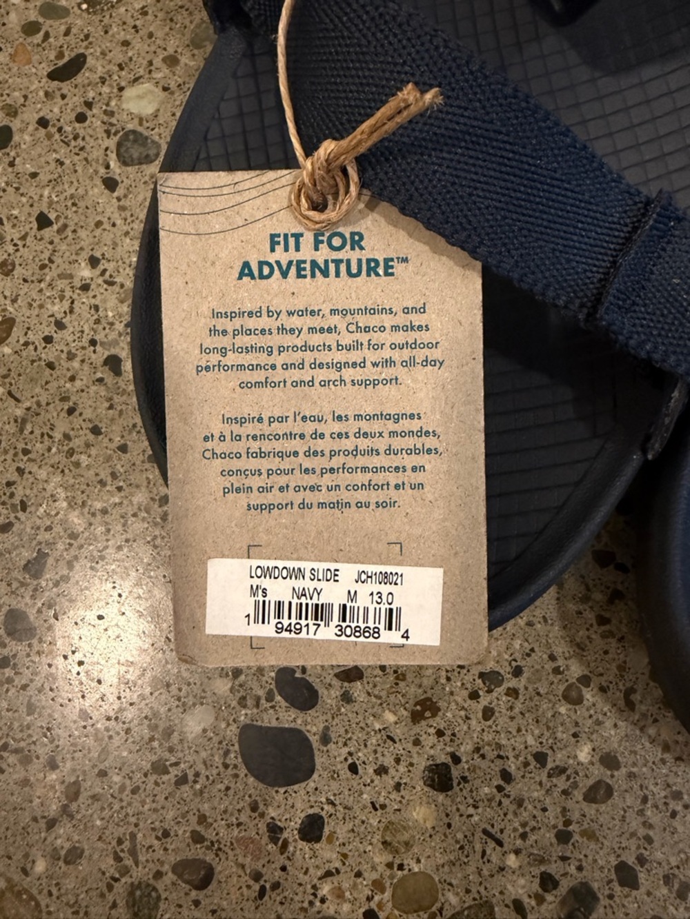 NWT Chaco Navy Lowdown Slide Sandal with Adjustable Strap - Picture 2 of 3